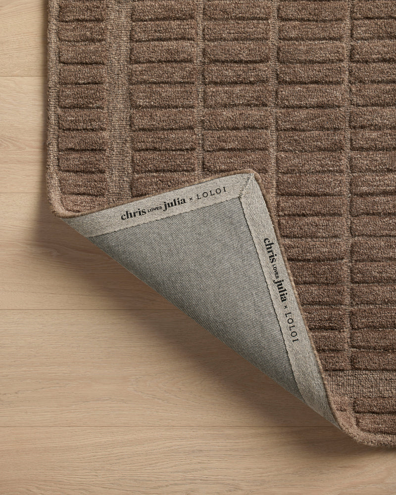 Chris Loves Julia x Loloi Bradley Cocoa / Cocoa 2'-3" x 3'-9" Accent Rug Blue Accent Hand-Tufted Wool