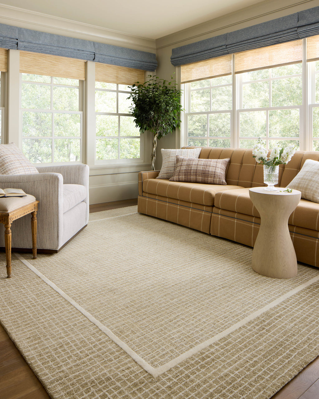 Chris Loves Julia x Loloi Briggs Wheat / Ivory 2'-0" x 5'-0" Accent Rug Beige Accent Hand-Tufted Wool