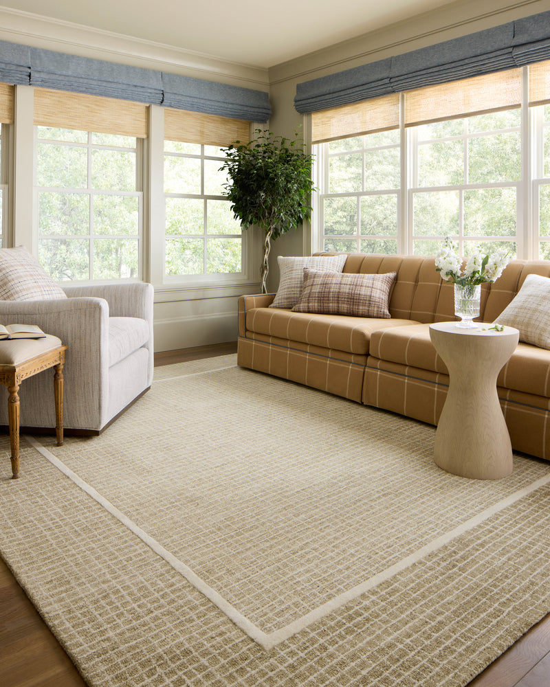 Chris Loves Julia x Loloi Briggs Wheat / Ivory 2'-0" x 5'-0" Accent Rug Beige Accent Hand-Tufted Wool