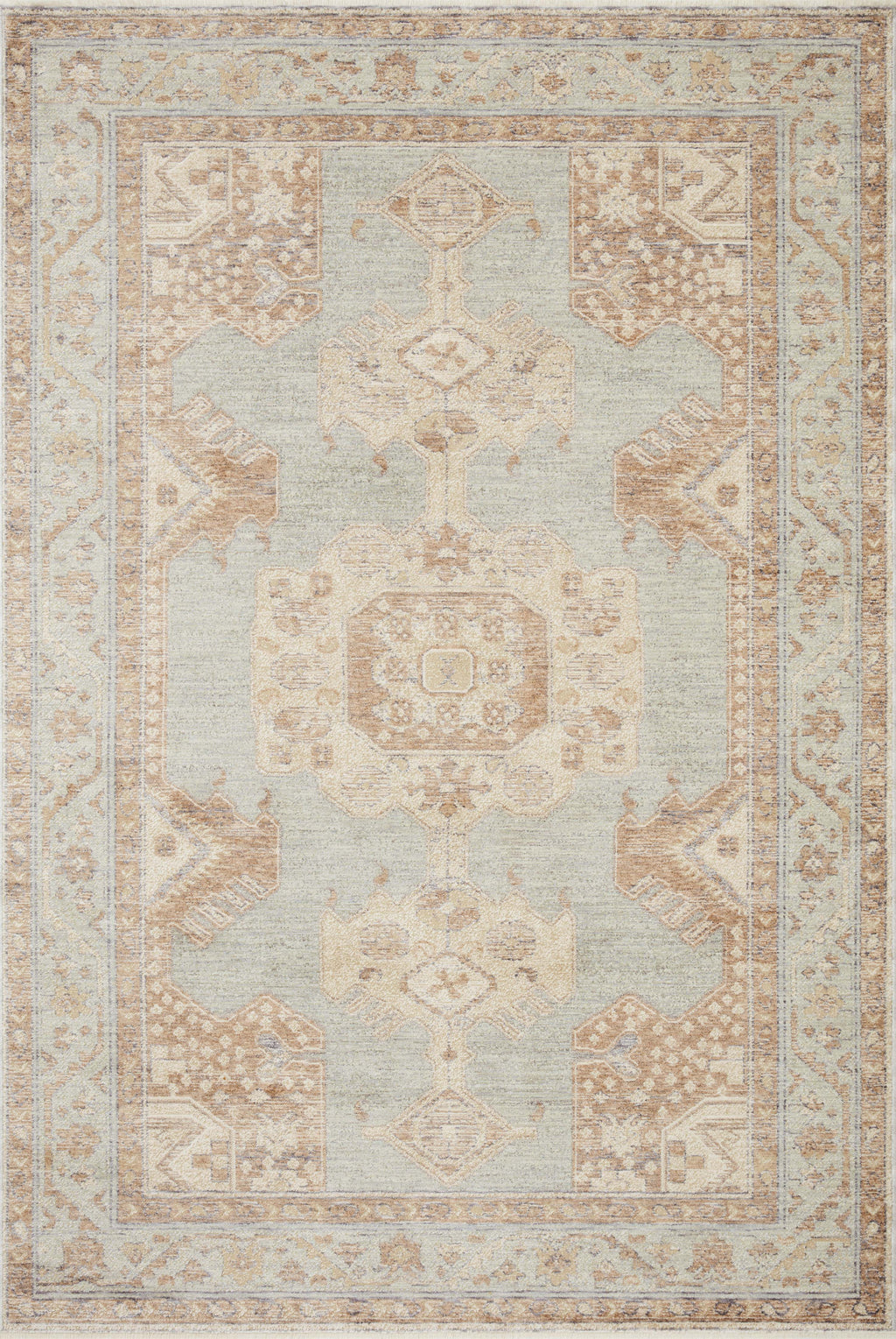 Magnolia Home by Joanna Gaines x Loloi Carlisle Collection Rug in Seafoam / Taupe Green sample Power-Loomed Polyester/Viscose