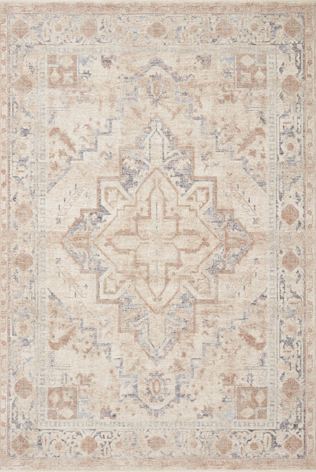 Magnolia Home by Joanna Gaines x Loloi Carlisle Collection Rug in Beige / Slate Brown sample Power-Loomed Polyester/Viscose