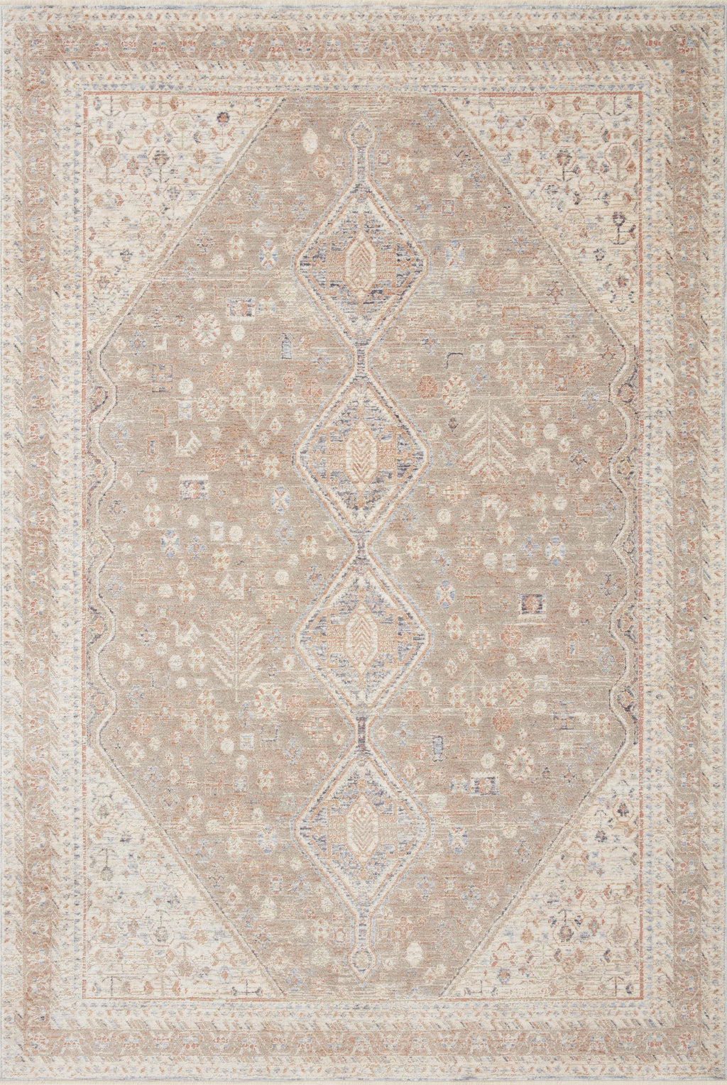 Magnolia Home by Joanna Gaines x Loloi Carlisle Collection Rug in Taupe / Ivory Brown sample Power-Loomed Polyester/Viscose