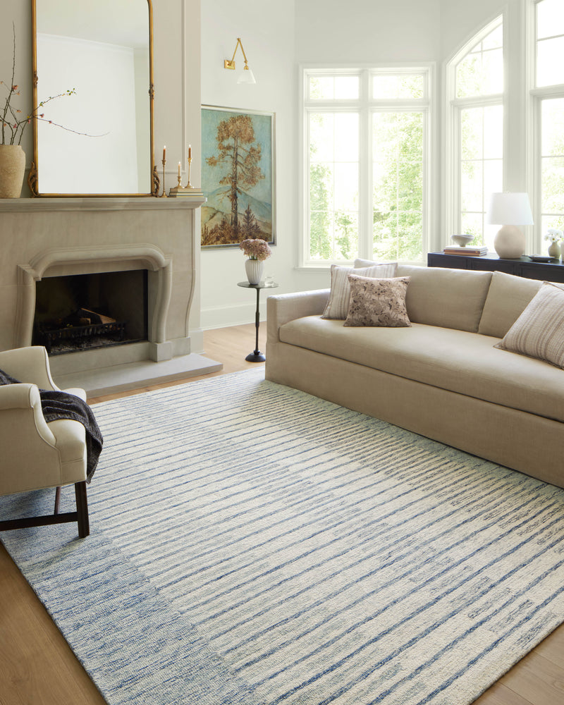 Chris Loves Julia x LoloiChris Ivory / Denim 2'-0" x 5'-0" Accent Rug Ivory Accent Hand-Tufted Wool