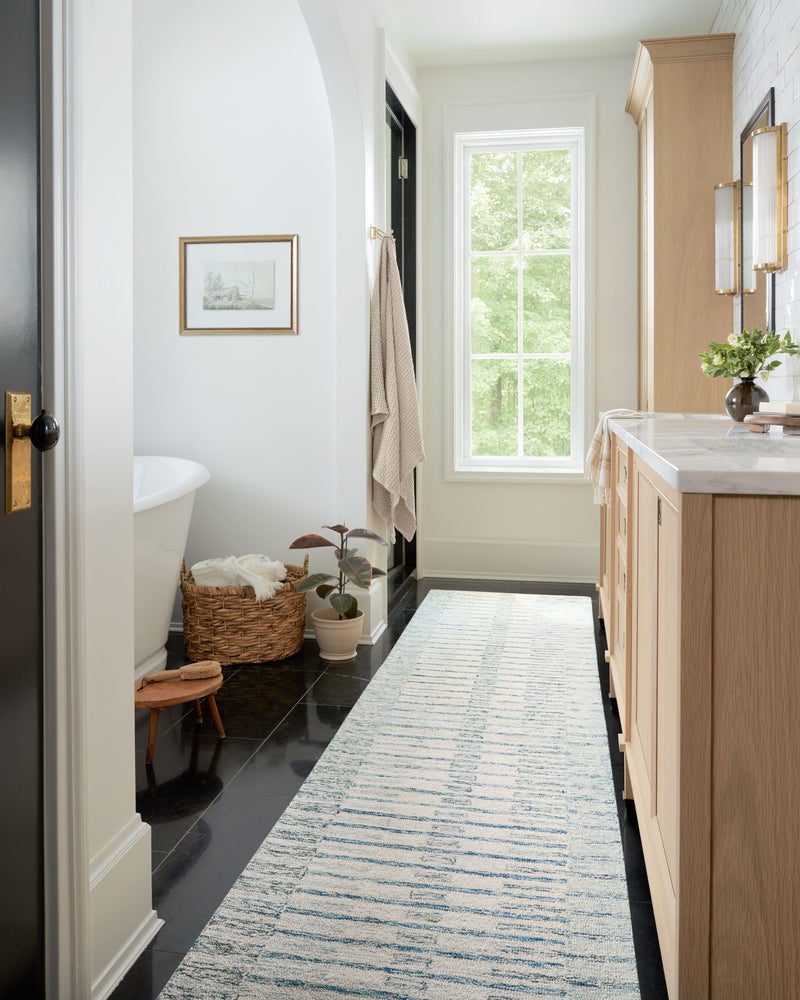 Chris Loves Julia x LoloiChris Ivory / Denim 2'-0" x 5'-0" Accent Rug Ivory Accent Hand-Tufted Wool