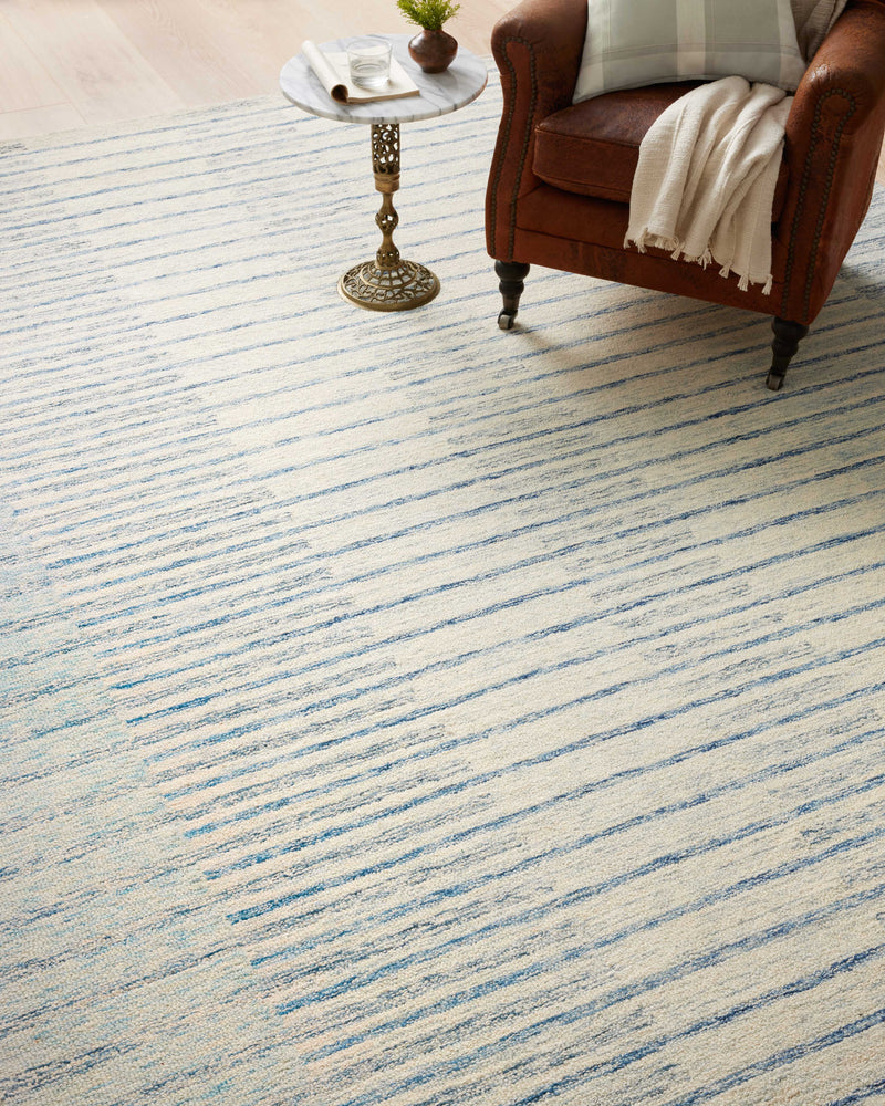 Chris Loves Julia x LoloiChris Ivory / Denim 2'-0" x 5'-0" Accent Rug Ivory Accent Hand-Tufted Wool