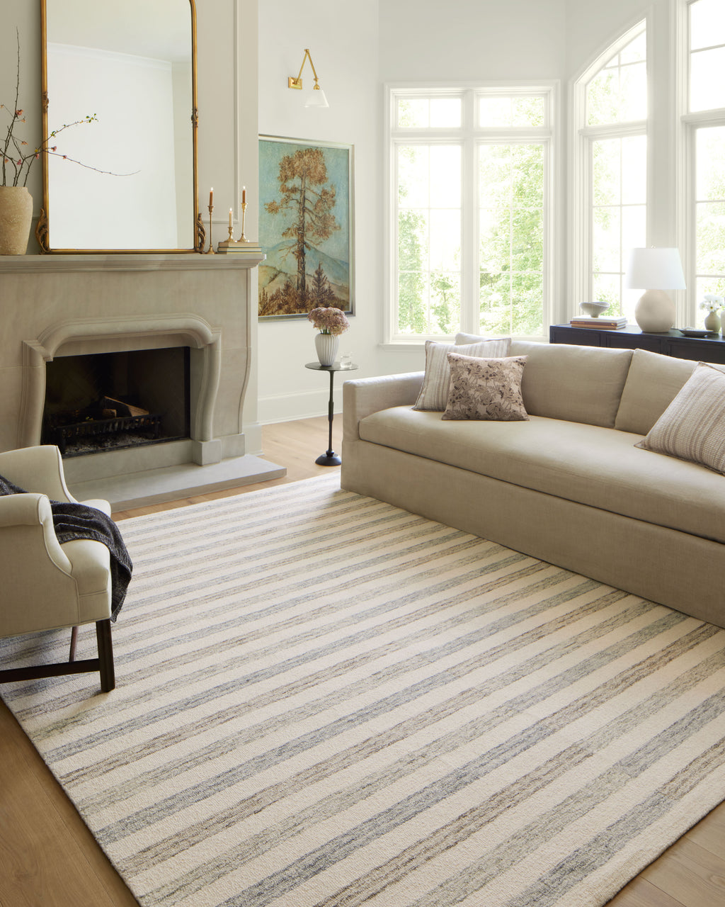Chris Loves Julia x LoloiChris Ivory / Slate 2'-0" x 5'-0" Accent Rug Ivory Accent Hand-Tufted Wool