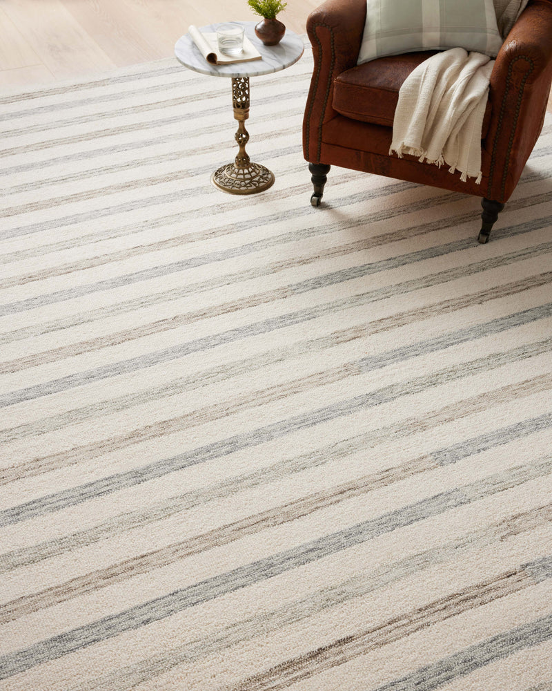 Chris Loves Julia x LoloiChris Ivory / Slate 2'-0" x 5'-0" Accent Rug Ivory Accent Hand-Tufted Wool