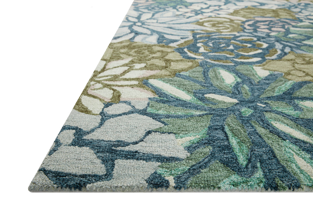 Cura Collection Wool Rug  in  Teal / Multi Blue sample Hand-Tufted Wool