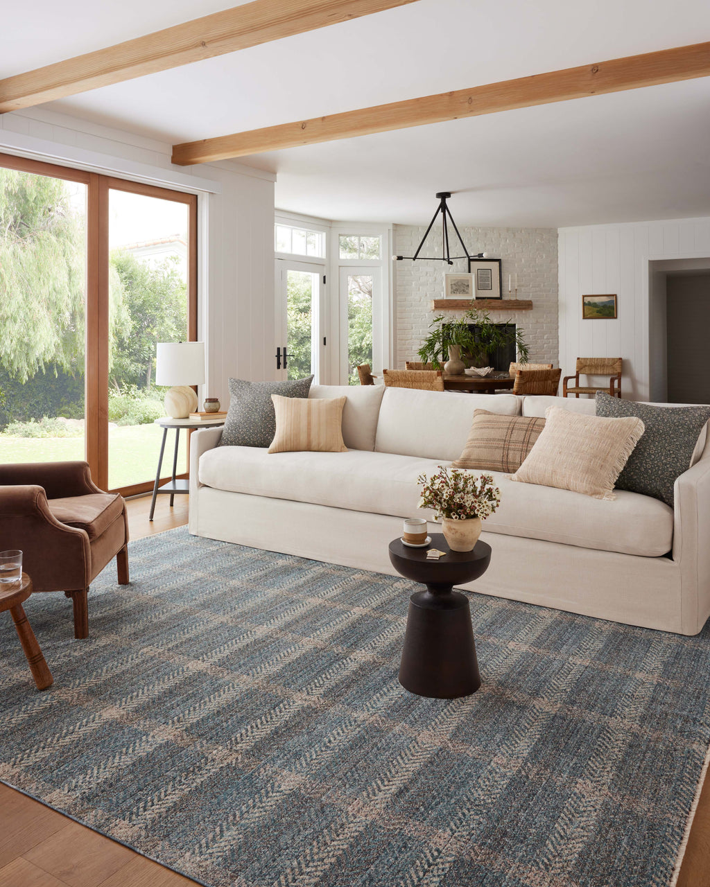 Angela Rose x Loloi Ember Blue / Beige 2'-3" x 3'-10" Accent Rug Blue Accent Power-Loomed Polyester