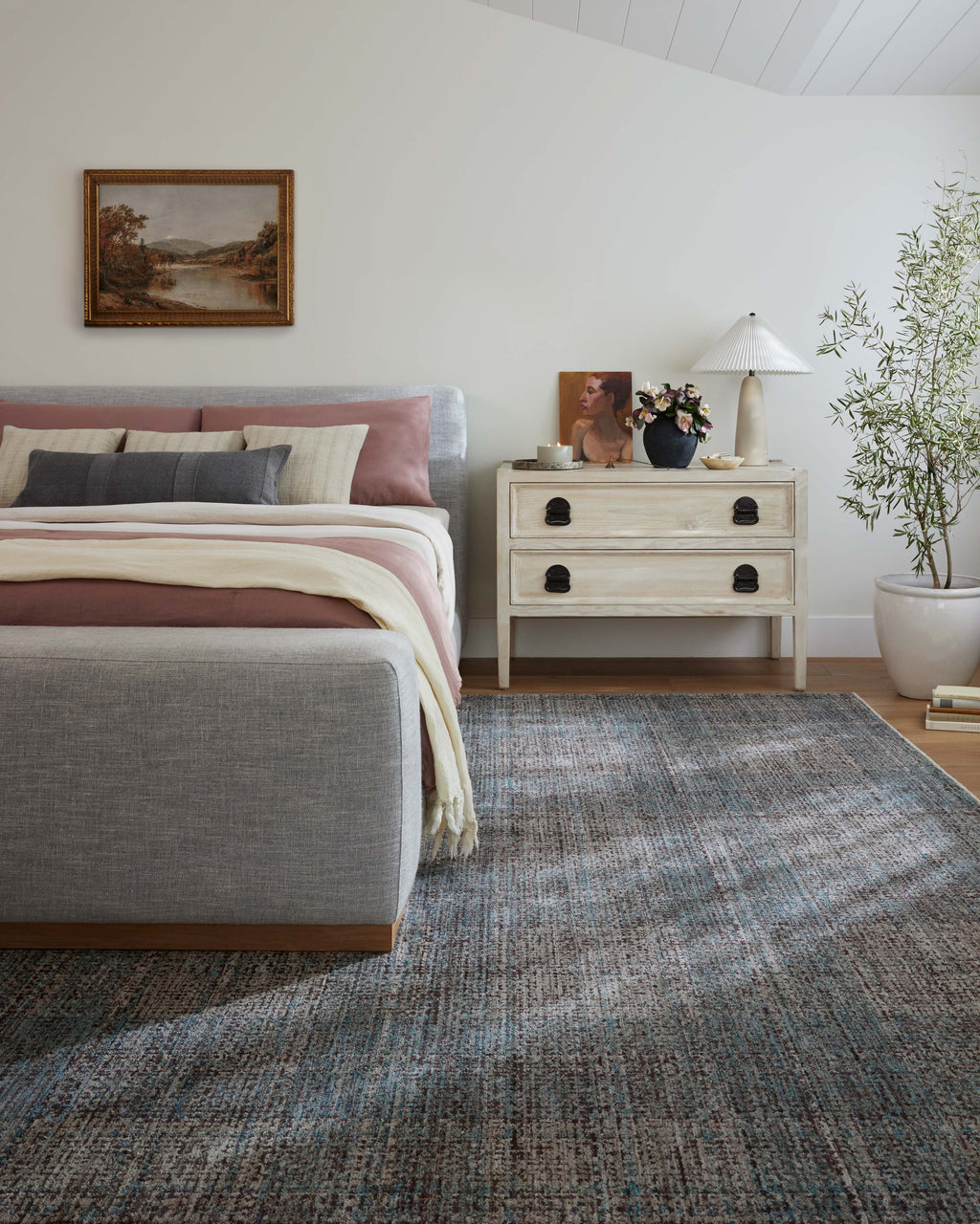 Angela Rose x Loloi Ember Denim / Charcoal 2'-3" x 3'-10" Accent Rug Blue Accent Power-Loomed Polyester