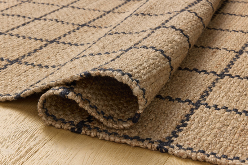 Chris Loves Julia x Loloi Fletcher Natural / Black 2'-3" x 3'-9" Runner Rug Beige Accent Hand-Woven Jute