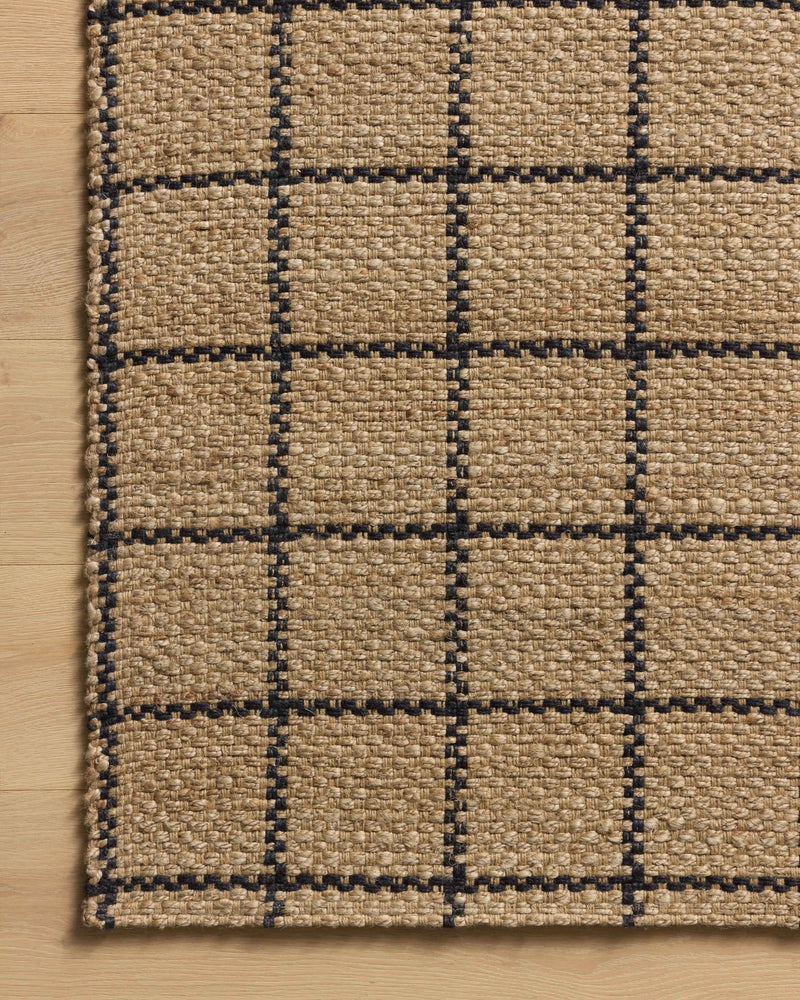 Chris Loves Julia x Loloi Fletcher Natural / Black 2'-3" x 3'-9" Runner Rug Beige Accent Hand-Woven Jute