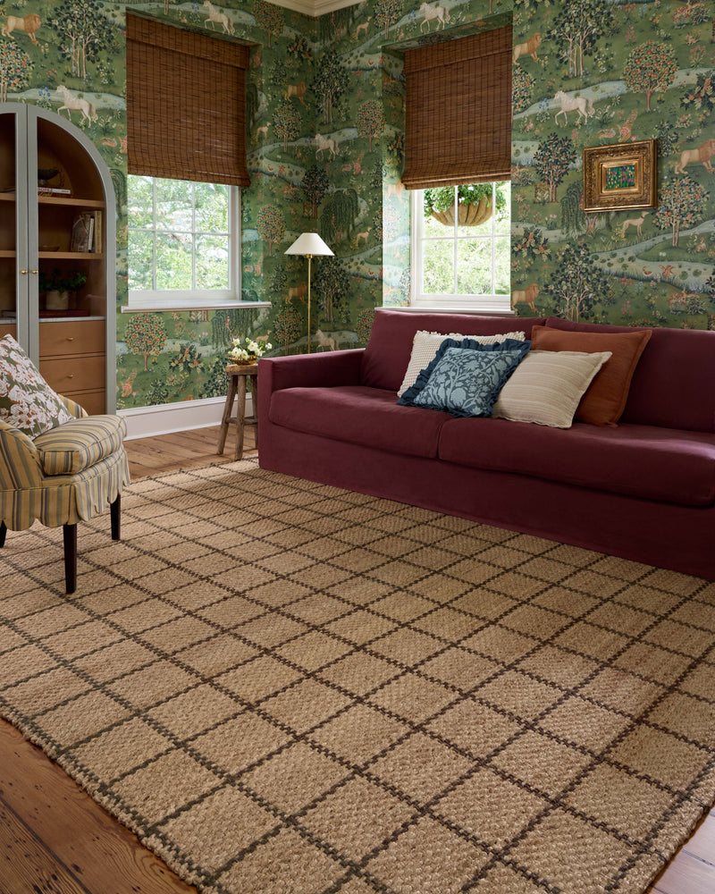 Chris Loves Julia x Loloi Fletcher Natural / Brown 2'-3" x 3'-9" Runner Rug Beige Accent Hand-Woven Jute