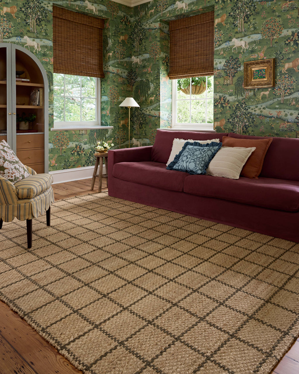 Chris Loves Julia x Loloi Fletcher Natural / Olive 2'-3" x 3'-9" Runner Rug Beige Accent Hand-Woven Jute
