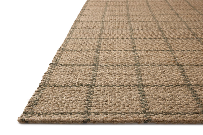 Chris Loves Julia x Loloi Fletcher Natural / Olive 2'-3" x 3'-9" Runner Rug Beige Accent Hand-Woven Jute