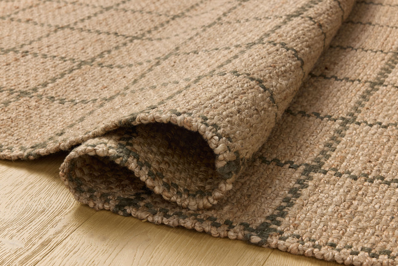 Chris Loves Julia x Loloi Fletcher Natural / Olive 2'-3" x 3'-9" Runner Rug Beige Accent Hand-Woven Jute