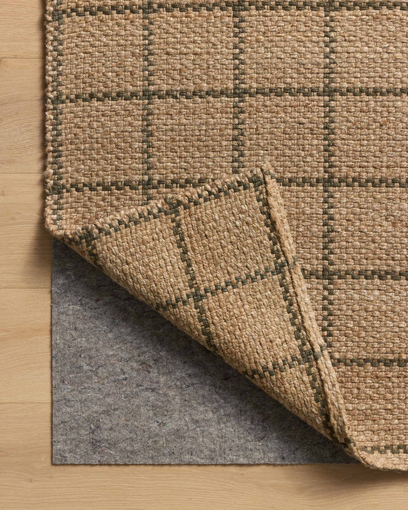 Chris Loves Julia x Loloi Fletcher Natural / Olive 2'-3" x 3'-9" Runner Rug Beige Accent Hand-Woven Jute