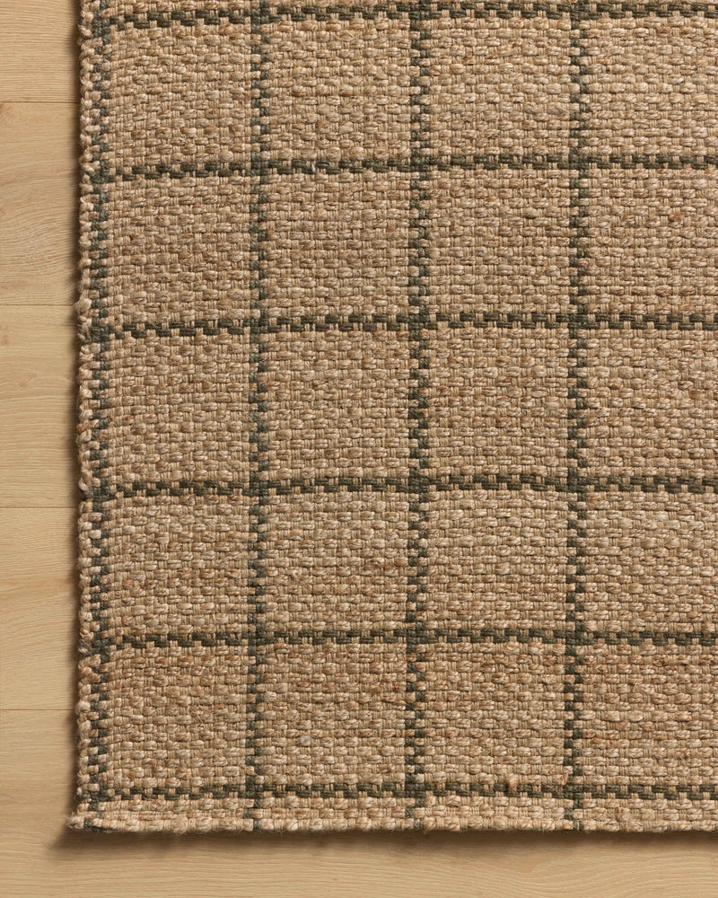 Chris Loves Julia x Loloi Fletcher Natural / Olive 2'-3" x 3'-9" Runner Rug Beige Accent Hand-Woven Jute