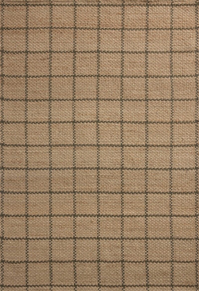 Chris Loves Julia x Loloi Fletcher Natural / Olive 2'-3" x 3'-9" Runner Rug Beige Accent Hand-Woven Jute