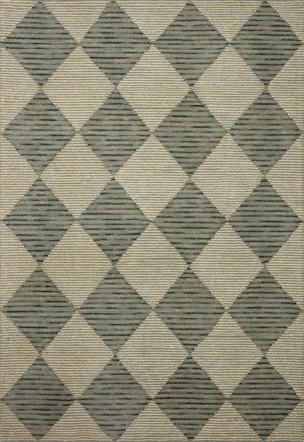 Chris Loves Julia x LoloiFrancis Spa / Granite 2'-0" x 5'-0" Accent Rug Blue Accent Hand-Hooked Wool