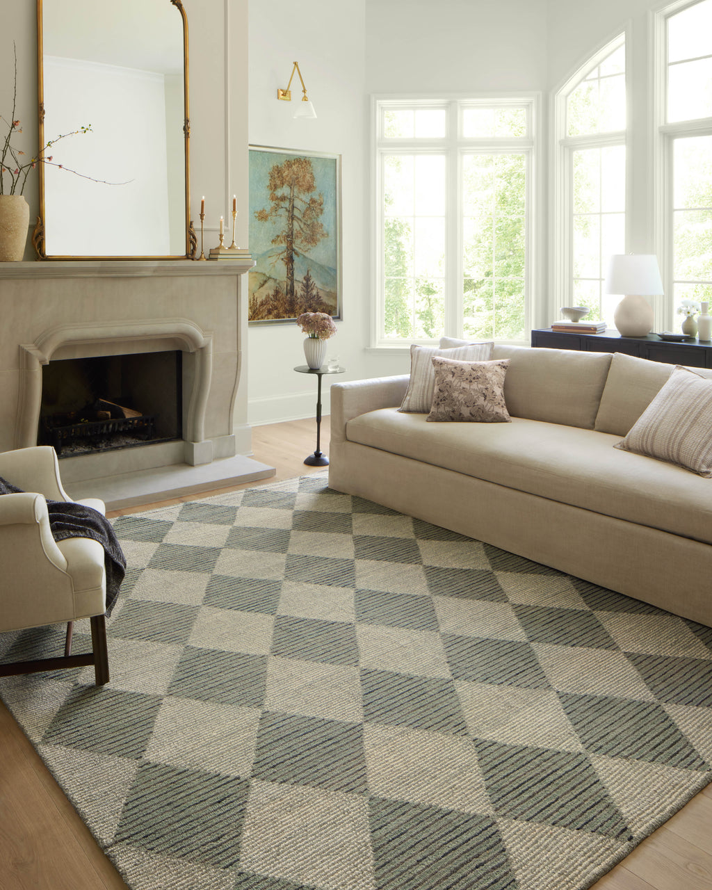 Chris Loves Julia x LoloiFrancis Spa / Granite 2'-0" x 5'-0" Accent Rug Blue Accent Hand-Hooked Wool