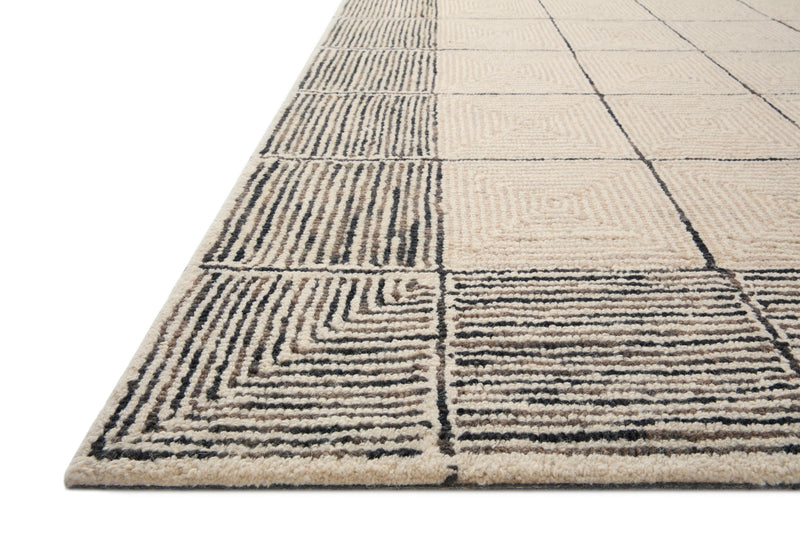 Chris Loves Julia x LoloiFrancis Cream / Black 2'-0" x 5'-0" Accent Rug Beige Accent Hand-Hooked Wool