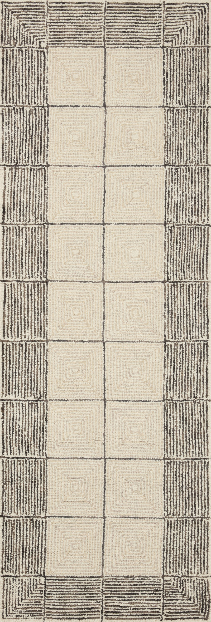 Chris Loves Julia x LoloiFrancis Cream / Black 2'-0" x 5'-0" Accent Rug Beige Accent Hand-Hooked Wool