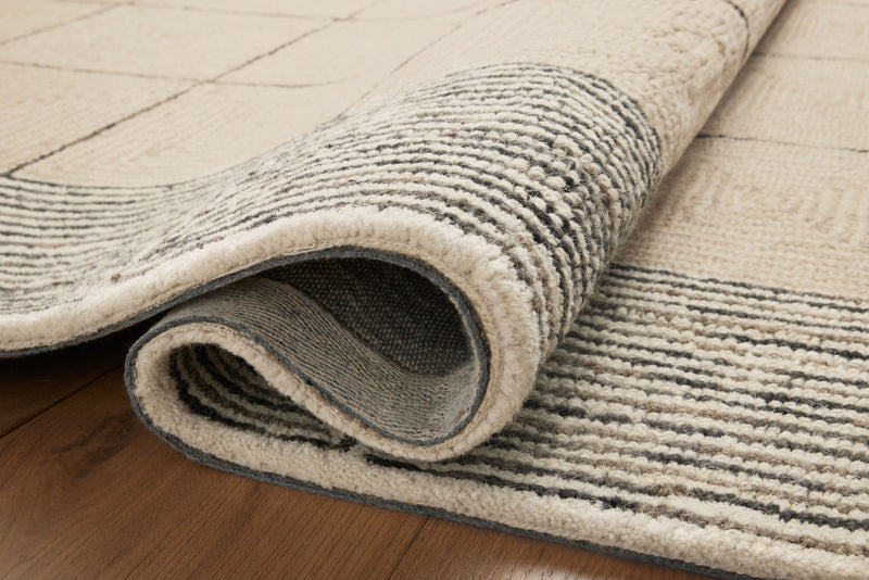 Chris Loves Julia x LoloiFrancis Cream / Black 2'-0" x 5'-0" Accent Rug Beige Accent Hand-Hooked Wool