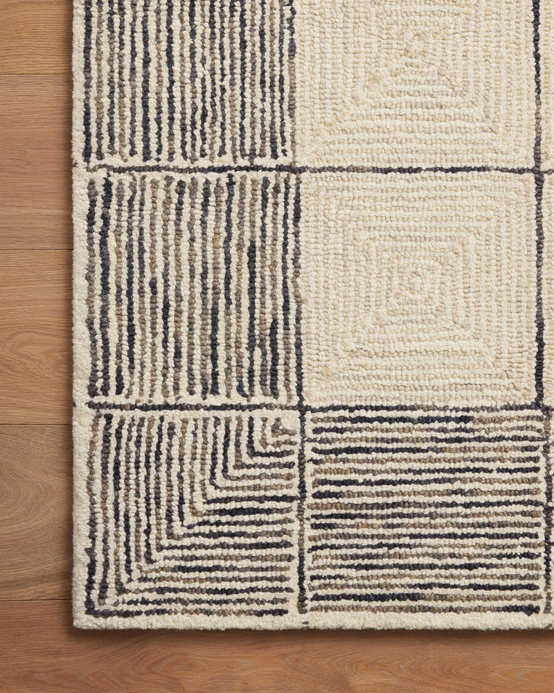 Chris Loves Julia x LoloiFrancis Cream / Black 2'-0" x 5'-0" Accent Rug Beige Accent Hand-Hooked Wool