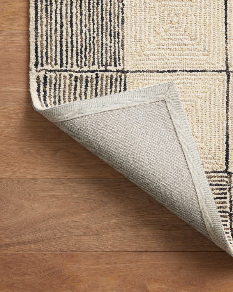 Chris Loves Julia x LoloiFrancis Cream / Black 2'-0" x 5'-0" Accent Rug Beige Accent Hand-Hooked Wool