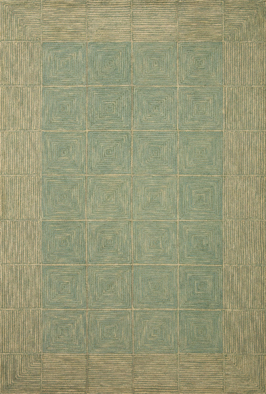 Chris Loves Julia x LoloiFrancis Green / Natural 2'-0" x 5'-0" Accent Rug Green Accent Hand-Hooked Wool