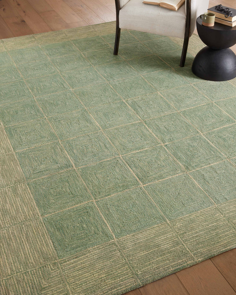 Chris Loves Julia x LoloiFrancis Green / Natural 2'-0" x 5'-0" Accent Rug Green Accent Hand-Hooked Wool