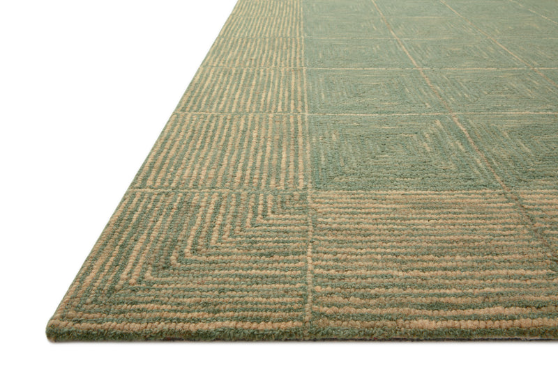 Chris Loves Julia x LoloiFrancis Green / Natural 2'-0" x 5'-0" Accent Rug Green Accent Hand-Hooked Wool