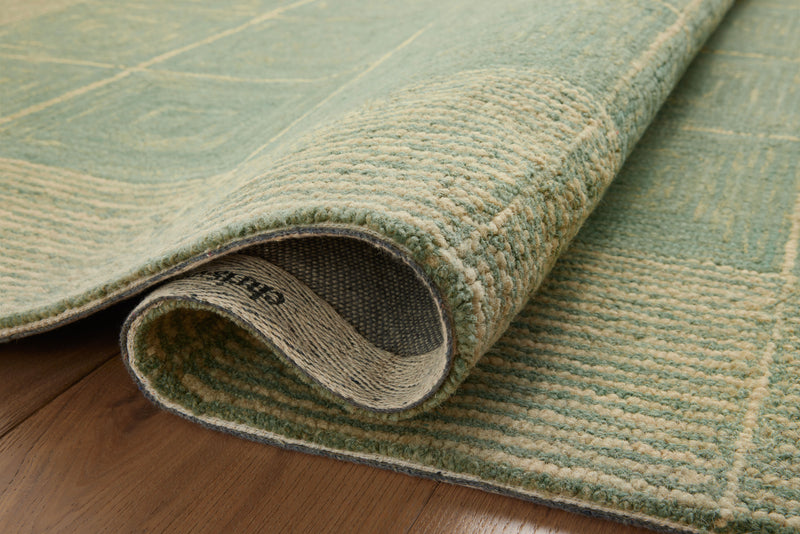 Chris Loves Julia x LoloiFrancis Green / Natural 2'-0" x 5'-0" Accent Rug Green Accent Hand-Hooked Wool
