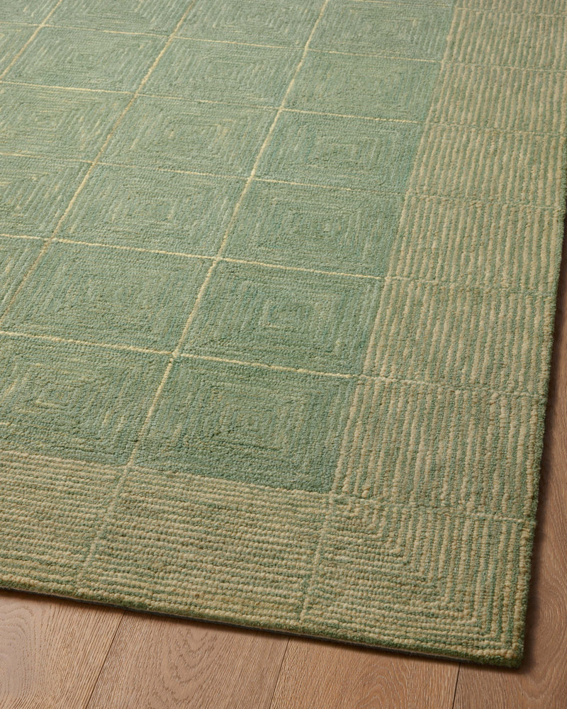 Chris Loves Julia x LoloiFrancis Green / Natural 2'-0" x 5'-0" Accent Rug Green Accent Hand-Hooked Wool