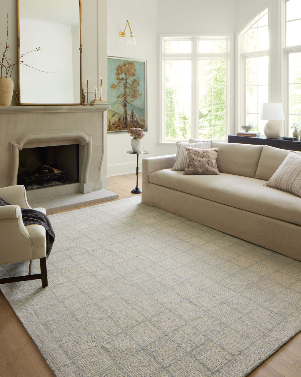 Chris Loves Julia x LoloiFrancis Silver / Sky 2'-0" x 5'-0" Accent Rug Gray Accent Hand-Hooked Wool