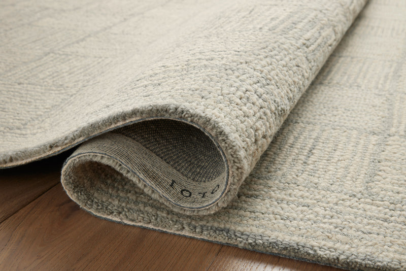 Chris Loves Julia x LoloiFrancis Silver / Sky 2'-0" x 5'-0" Accent Rug Gray Accent Hand-Hooked Wool