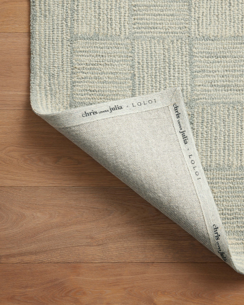 Chris Loves Julia x LoloiFrancis Silver / Sky 2'-0" x 5'-0" Accent Rug Gray Accent Hand-Hooked Wool