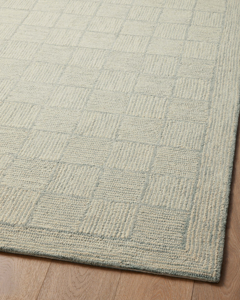 Chris Loves Julia x LoloiFrancis Silver / Sky 2'-0" x 5'-0" Accent Rug Gray Accent Hand-Hooked Wool