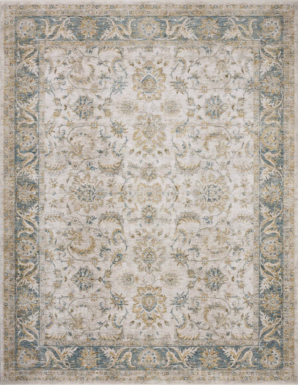 Loloi Gaia Natural / Ocean 2'-0" x 3'-0" Accent Rug Beige Accent Power-Loomed Polyester