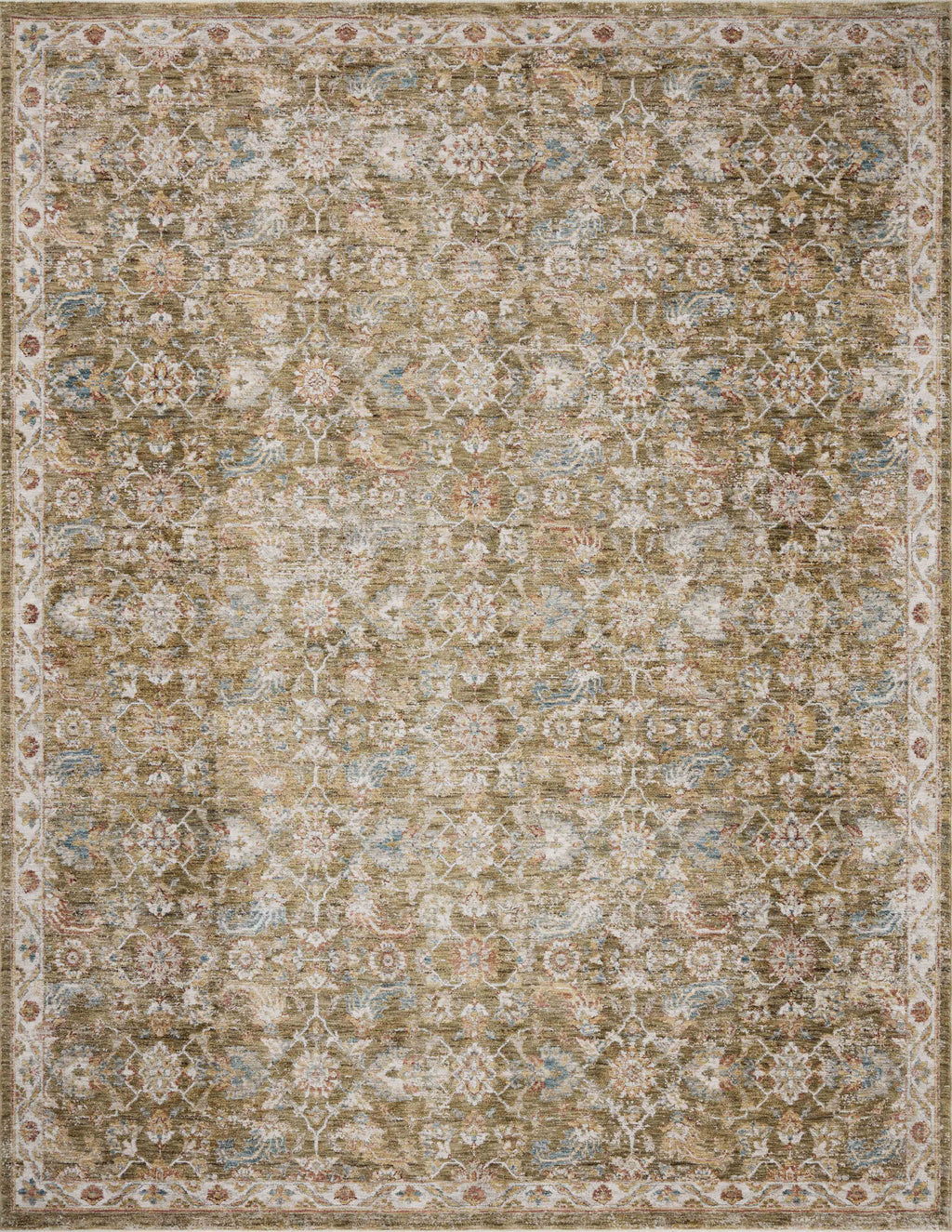 Loloi Gaia Olive / Multi 2'-0" x 3'-0" Accent Rug Green Accent Power-Loomed Polyester