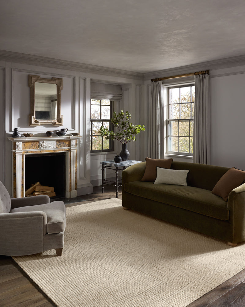 Jeremiah Brent x Loloi Greenwich Ivory 18" x 18" Sample Rug Ivory sample Hand-Loomed Wool/Cotton