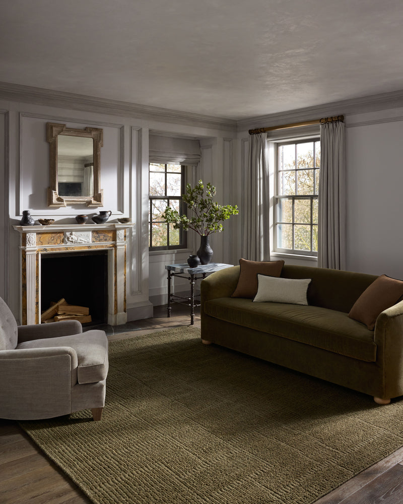 Jeremiah Brent x Loloi Greenwich Sage 18" x 18" Sample Rug Green sample Hand-Loomed Wool/Cotton