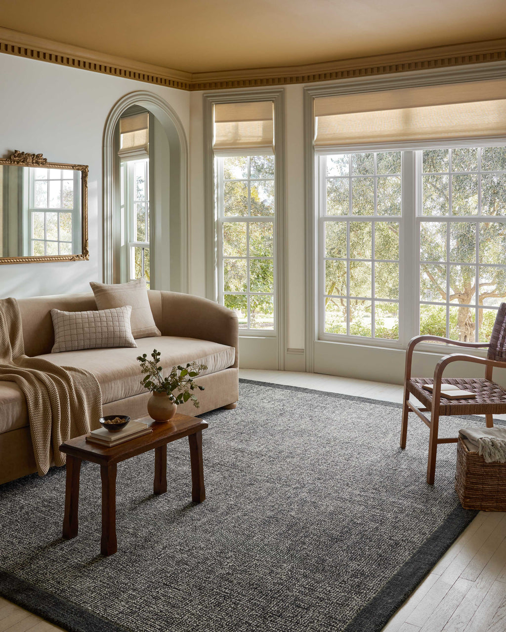 Magnolia Home by Joanna Gaines x Loloi Henley Rug in Ivory / Charcoal Ivory Accent Hand-Tufted Wool/Polyester