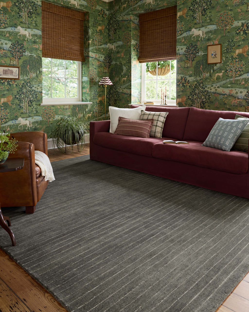 Chris Loves Julia x Loloi Henry Charcoal / Ivory 2'-3" x 3'-9" Runner Rug Gray Accent Hand-Tufted Wool