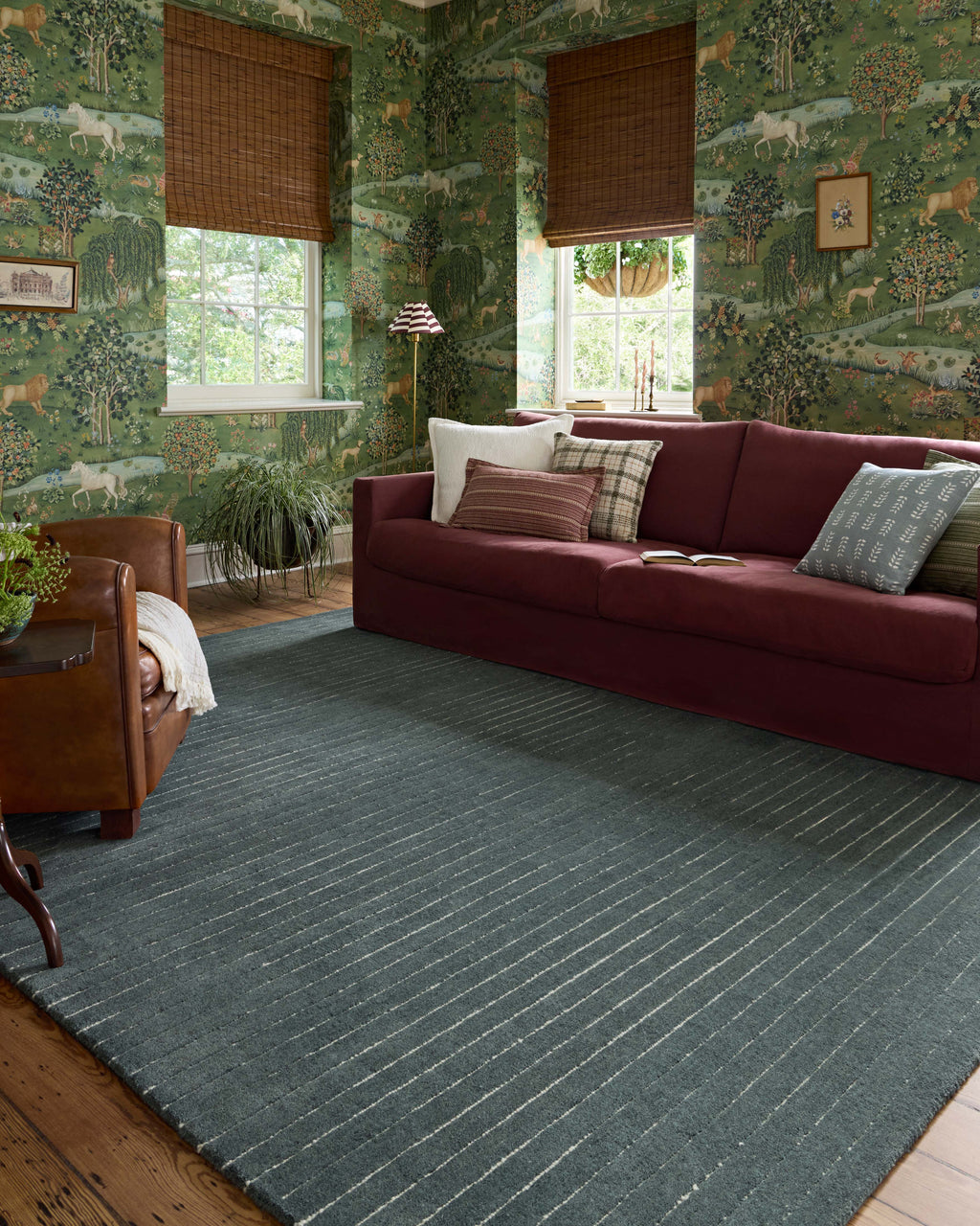 Chris Loves Julia x Loloi Henry Denim / Ivory 2'-3" x 3'-9" Runner Rug Blue Accent Hand-Tufted Wool