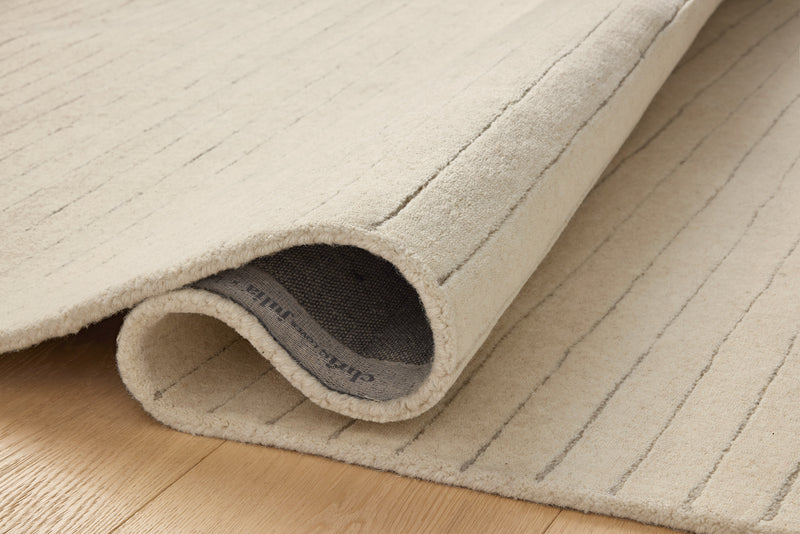 Chris Loves Julia x Loloi Henry Ivory / Dove 2'-3" x 3'-9" Runner Rug Ivory Accent Hand-Tufted Wool