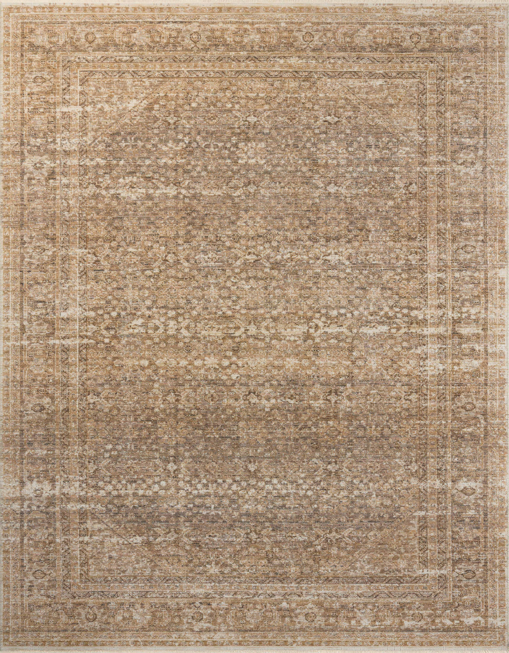 Loloi Heritage Clay / Natural 2'-0" x 3'-0" Accent Rug Yellow Accent Power-Loomed Polypropylene/Polyester/Wool
