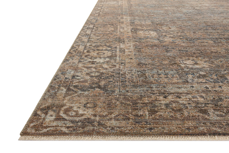 Loloi Heritage Mocha / Denim 2'-0" x 3'-0" Accent Rug Brown Accent Power-Loomed Polypropylene/Polyester/Wool