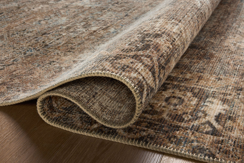Loloi Heritage Mocha / Denim 2'-0" x 3'-0" Accent Rug Brown Accent Power-Loomed Polypropylene/Polyester/Wool